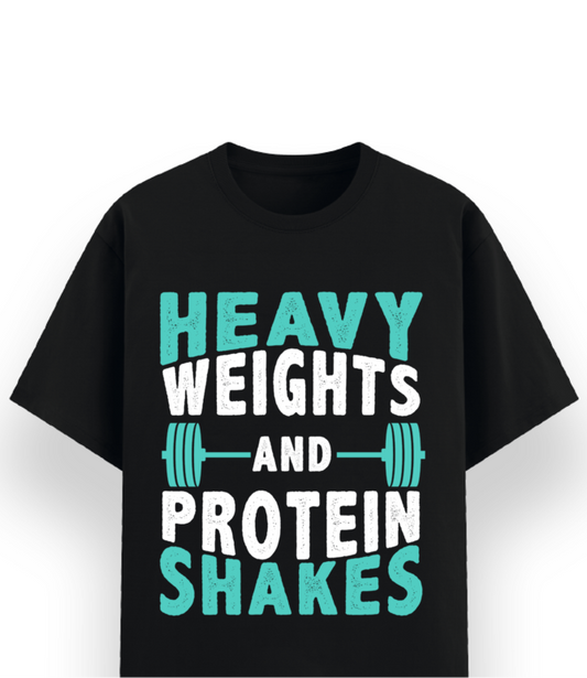Unisex T-Shirt UB73 Black | Heavy Weights and Protein Shakes